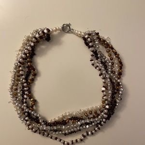 Brown layered choker necklace